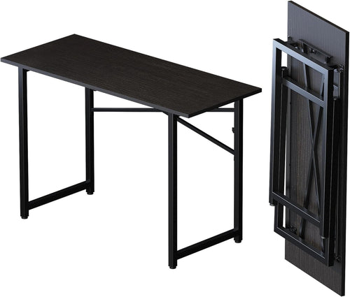 Black Folding Desk 120cm No Assembly Required Home Office Gaming Table