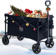 Black 200L Foldable Camping Trolley 100kg Heavy Duty Outdoor Wagon with Handle