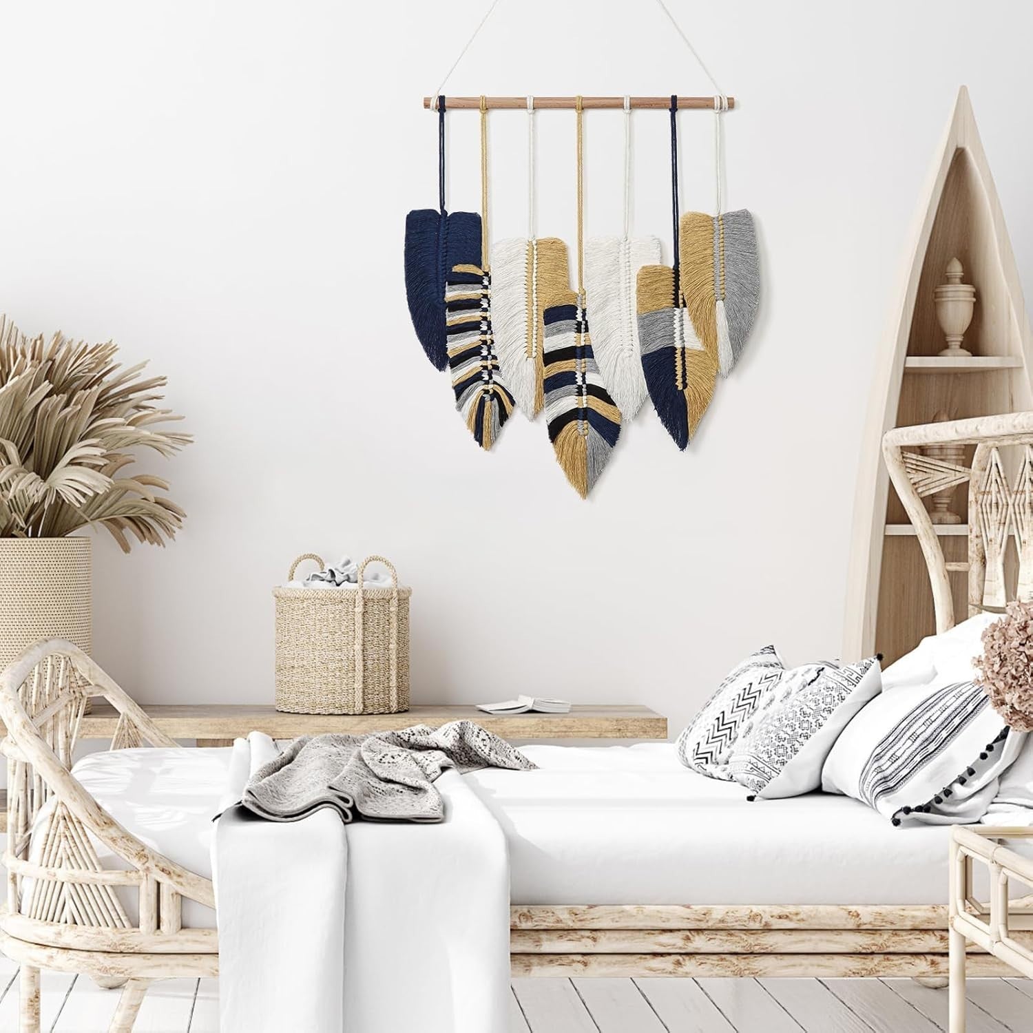Boho Macrame Wall Hanging Leaf Tapestry 52x40cm Home Decor