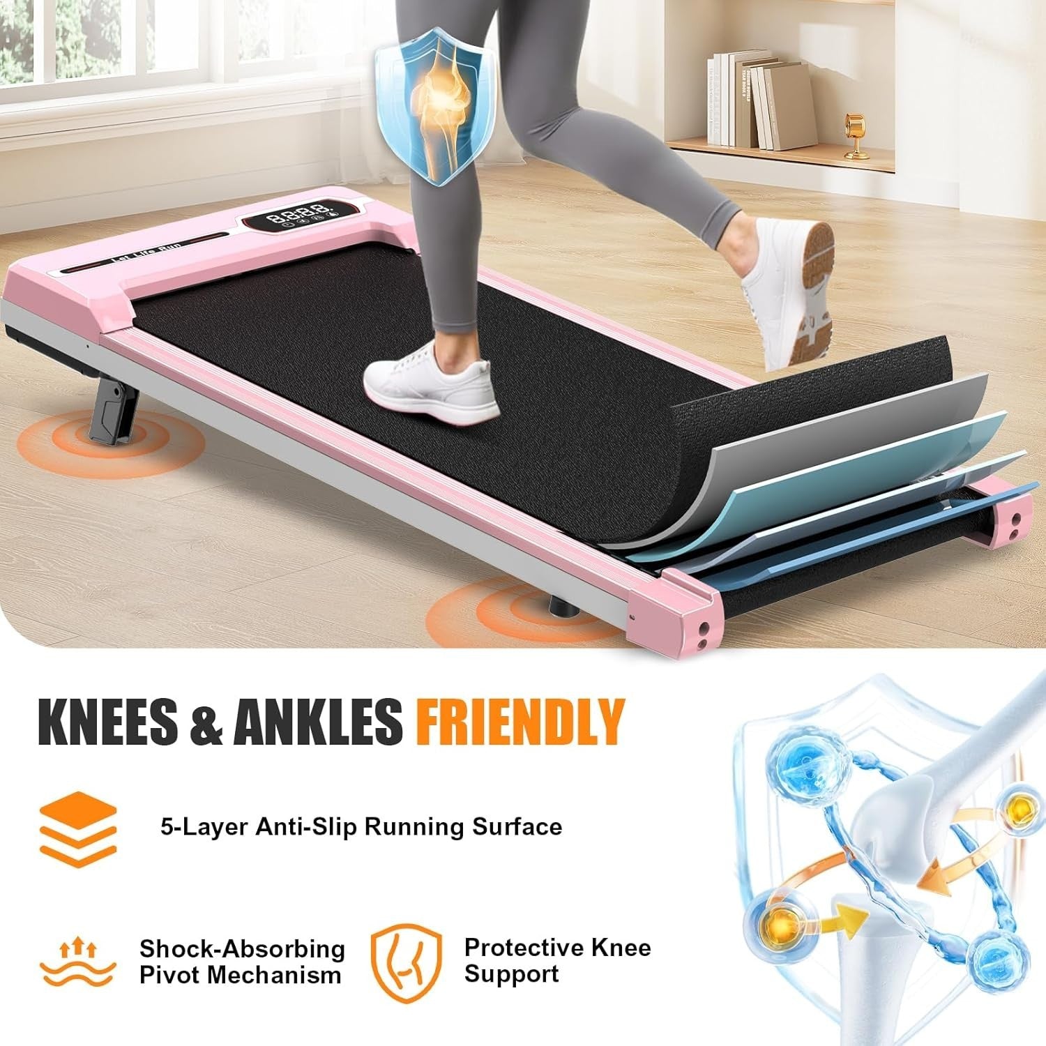 Under Desk Treadmill Walking Pad Incline LED Display Remote 8km,h Home