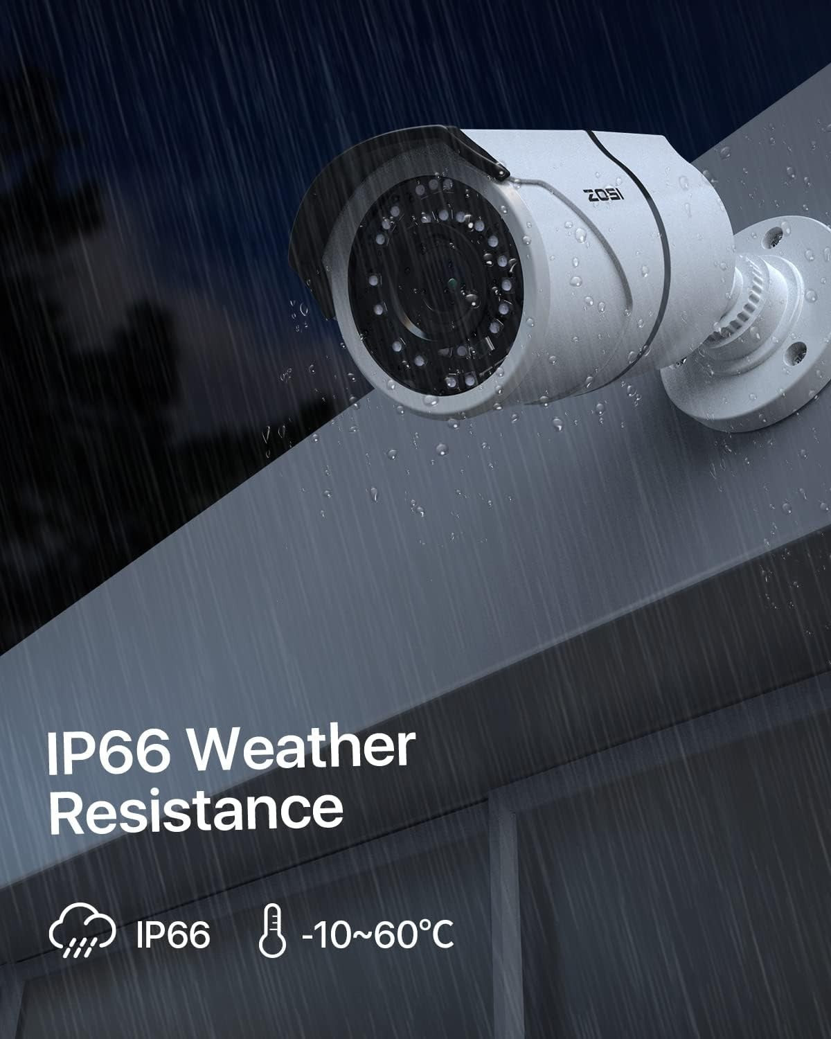 5MP PoE Security Cameras 2 Pack IP66 CCTV Add On 120ft Night Vision