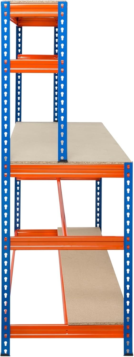 Heavy Duty Packing Workbench with Shelves Reel Bars Steel 1795mm Wide Station