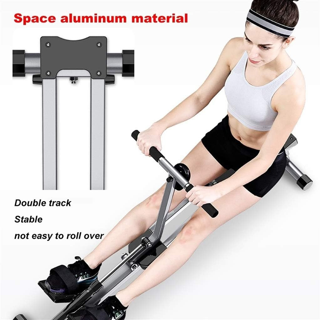 Foldable Water Rowing Machine Quiet Dual Rail LCD Home Gym Rower 120KG