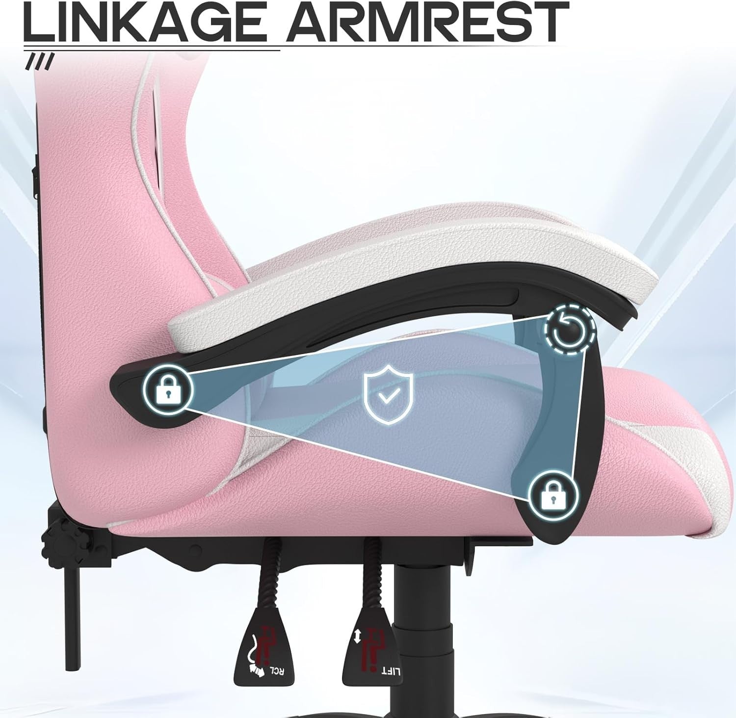 Ergonomic Gaming Chair Pink Mid Back Adjustable Lumbar Headrest Office Desk Seat