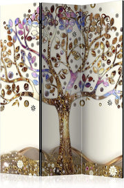 Elegant Tree Art Room Divider 135×172cm 3-Panel Privacy Foldable Screen