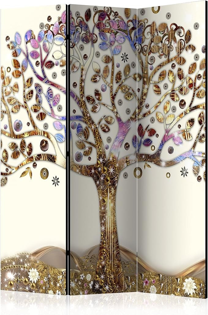 Elegant Tree Art Room Divider 135×172cm 3-Panel Privacy Foldable Screen