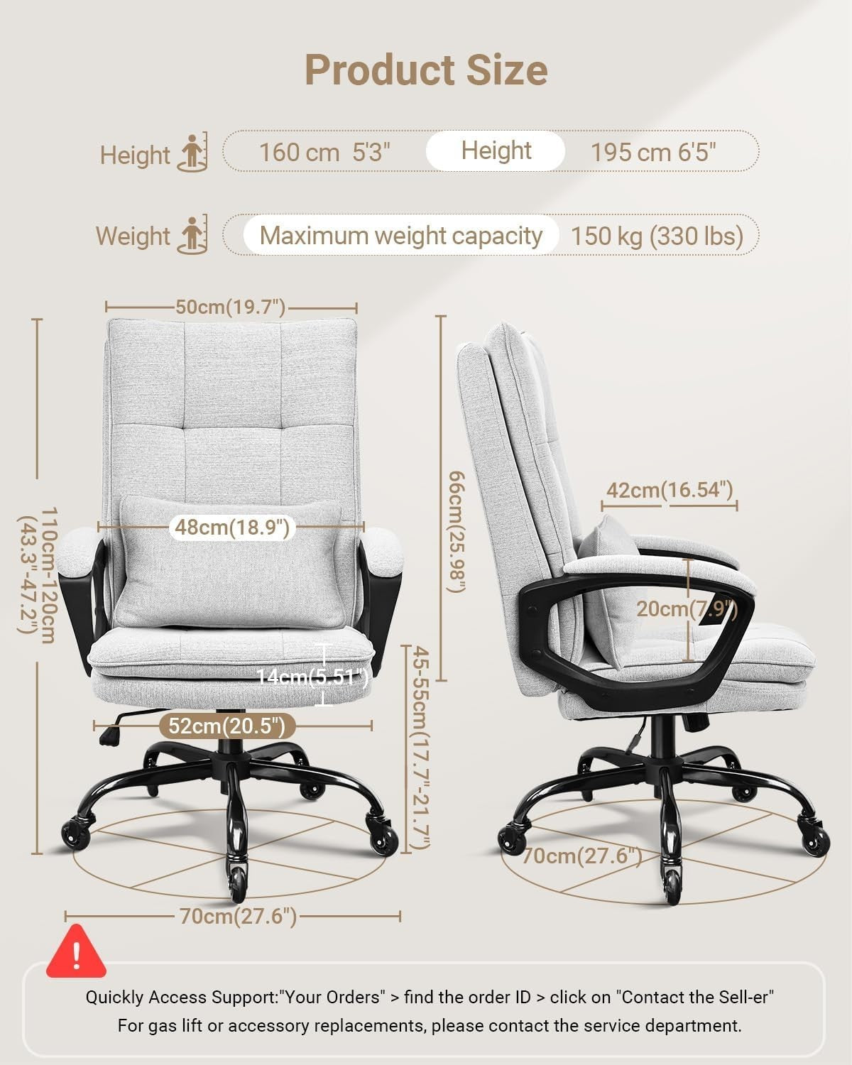 Executive Ergonomic Office Chair Adjustable Lumbar Support Rocking Heavy Duty