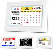Large Digital Dementia Alarm Clock 8'' Date Day Time Temperature Display