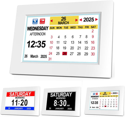 Large Digital Dementia Alarm Clock 8'' Date Day Time Temperature Display