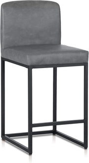 Grey PU Leather Bar Stool – Modern Kitchen & Breakfast Counter Chair