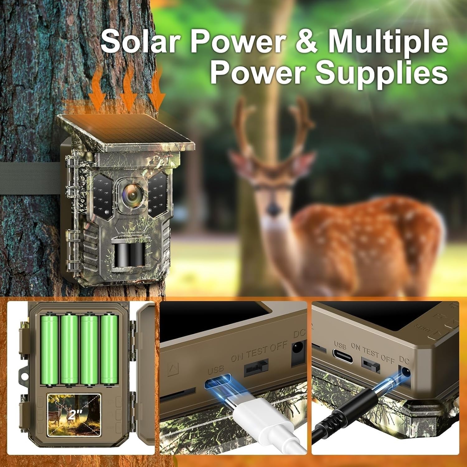 2 Pack 4K 64MP Solar Trail Camera WiFi Night Vision Waterproof