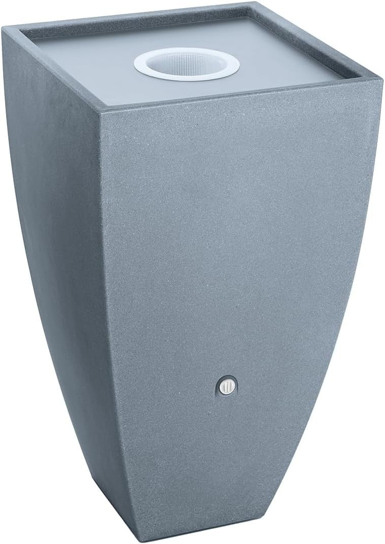 100L Garden Water Butt with Chrome Tap & Connector Kit, Grey Rain Saver
