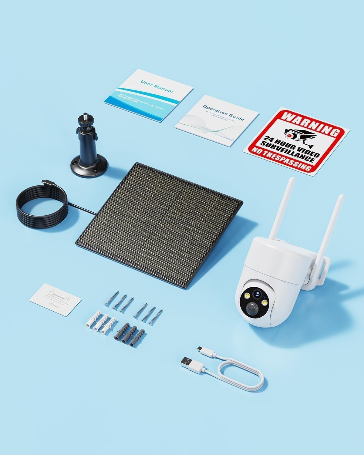 4G LTE Solar Security Camera 2K PTZ SIM Card CCTV No WiFi