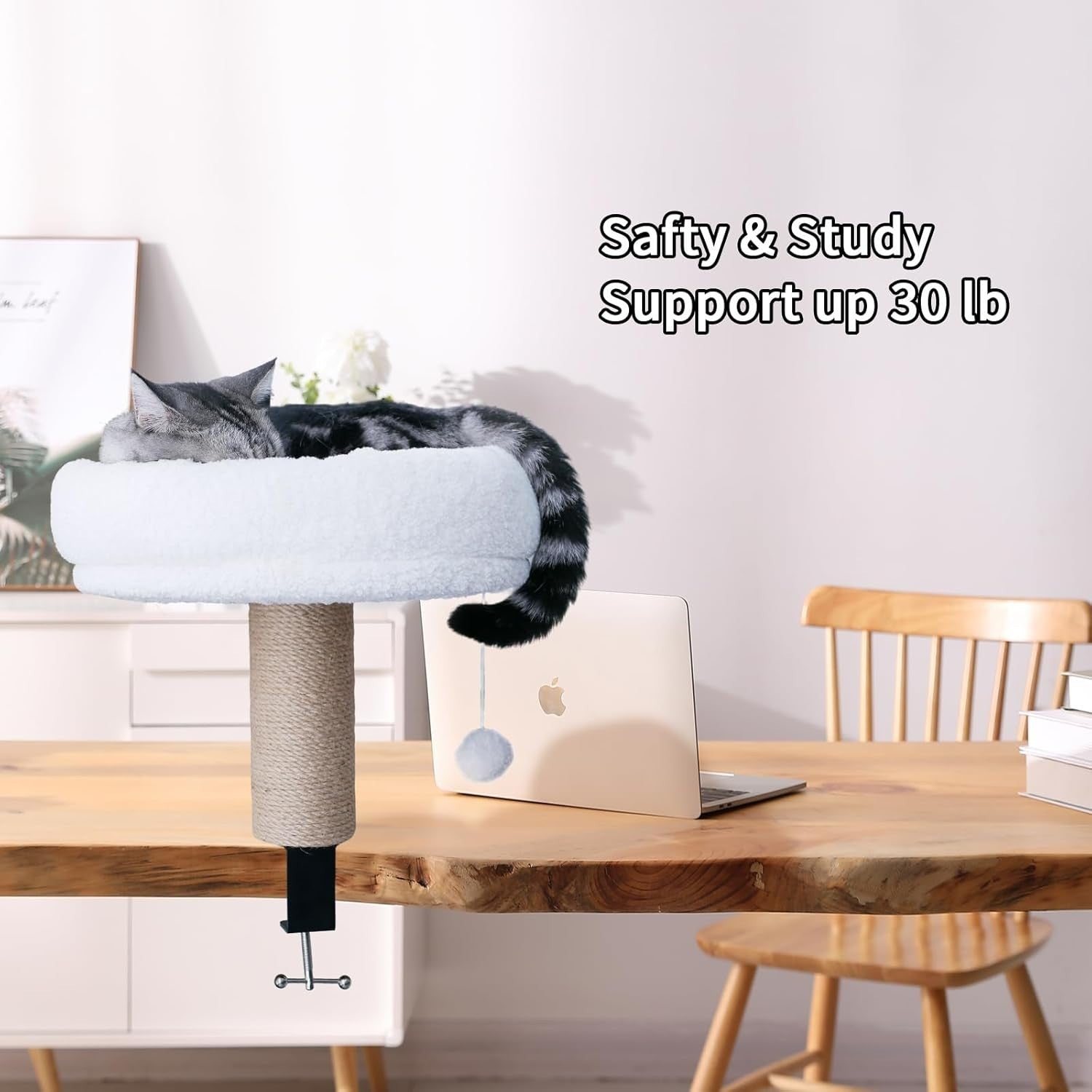 Desk Mounted Cat Bed Reversible Faux Fur Cat Perch Holds 44lbs