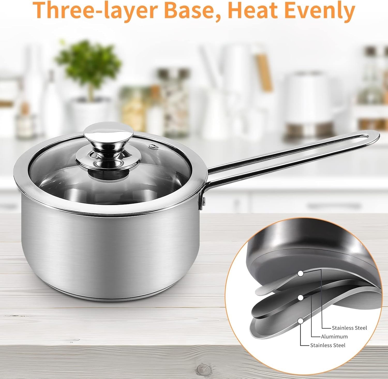 6pcs Stainless Steel Saucepan & Pot Set with Glass Lids – Induction Compatible