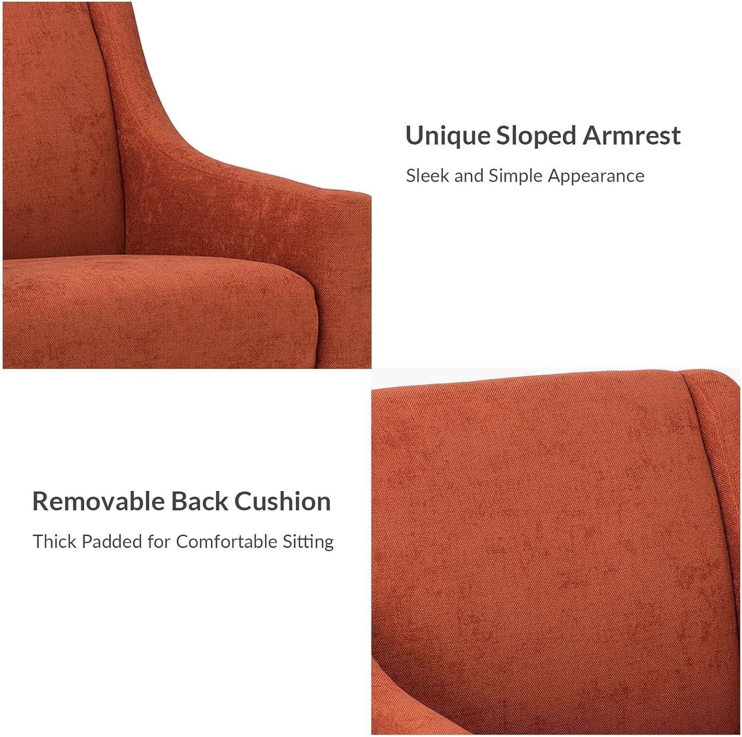 Orange Accent Armchair Modern Lounge Chair for Living Room or Office