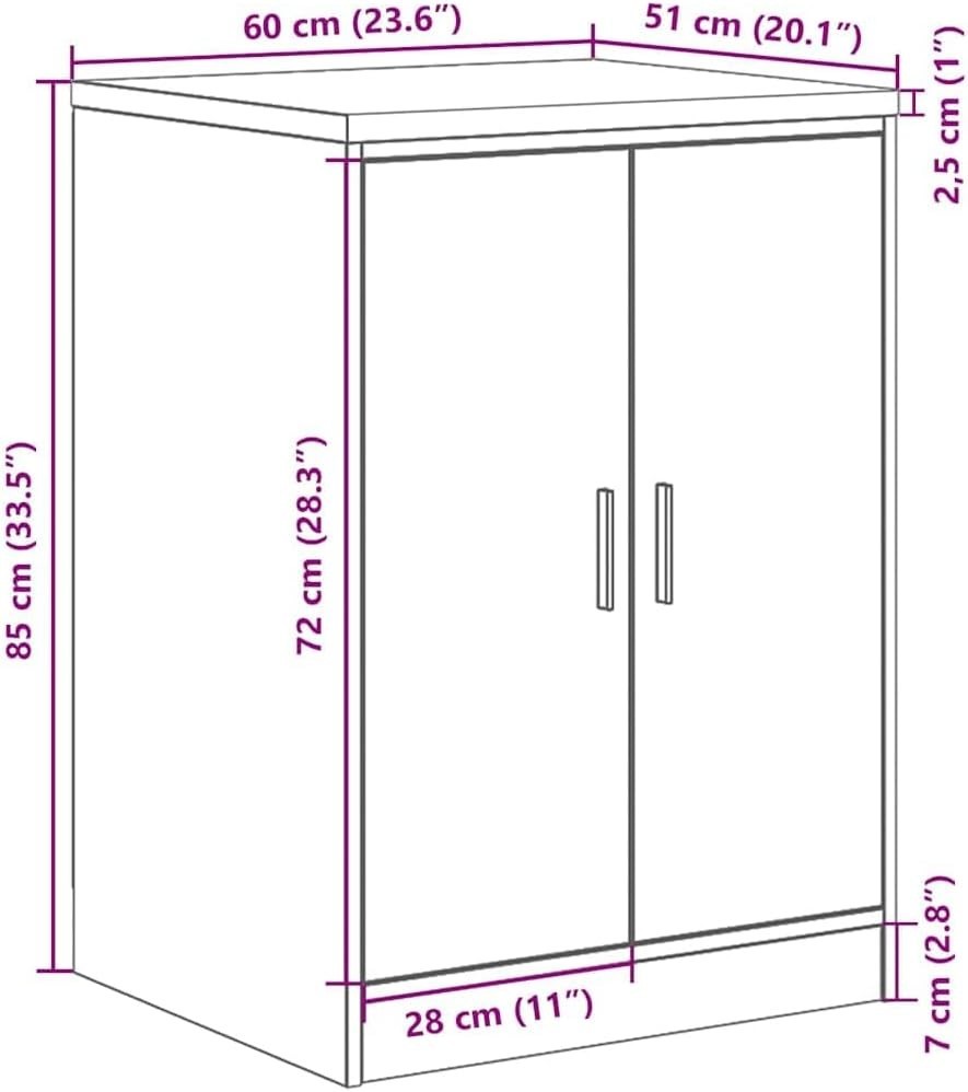 Smoked Oak Garage Storage Cabinet with Work Surface - Durable 2 Doors