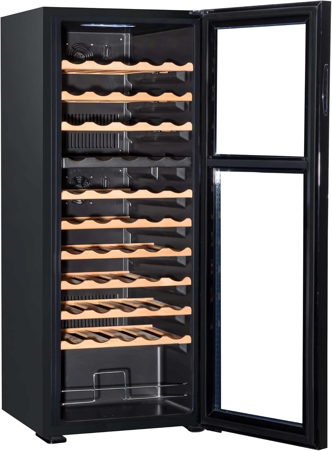 55 Bottle Dual Zone Wine Cooler Fridge Touch Screen LED Glass Door Black