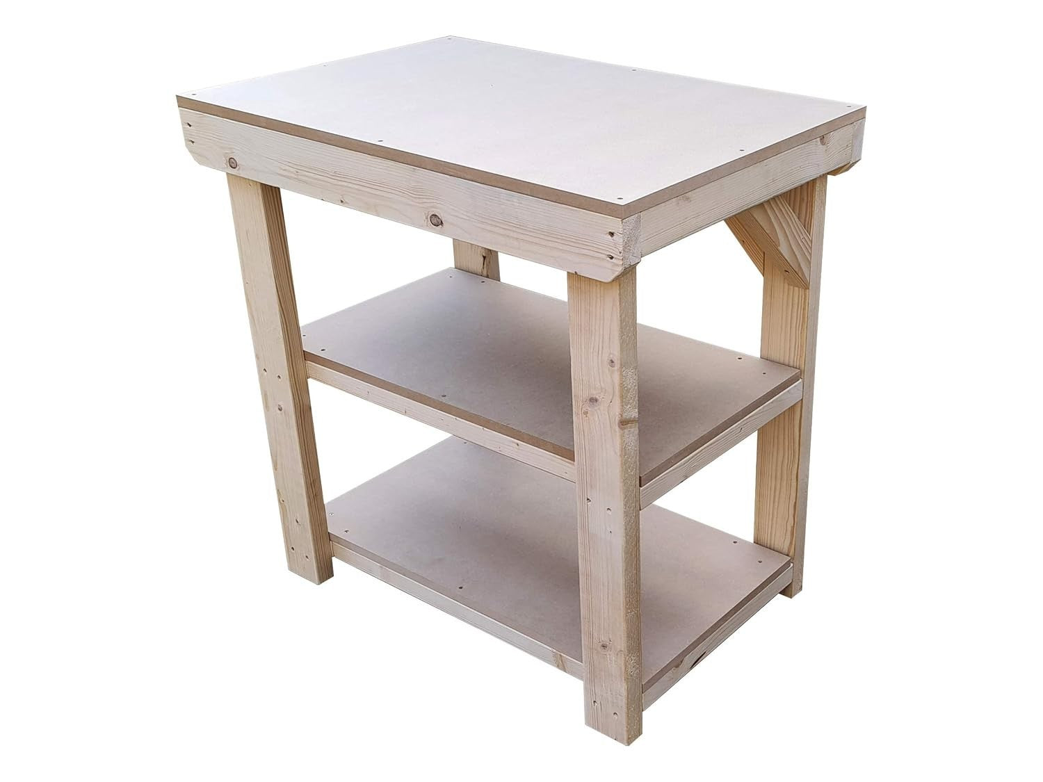 4ft Heavy Duty Wooden MDF Workbench with Double Shelf – Strong Work Table