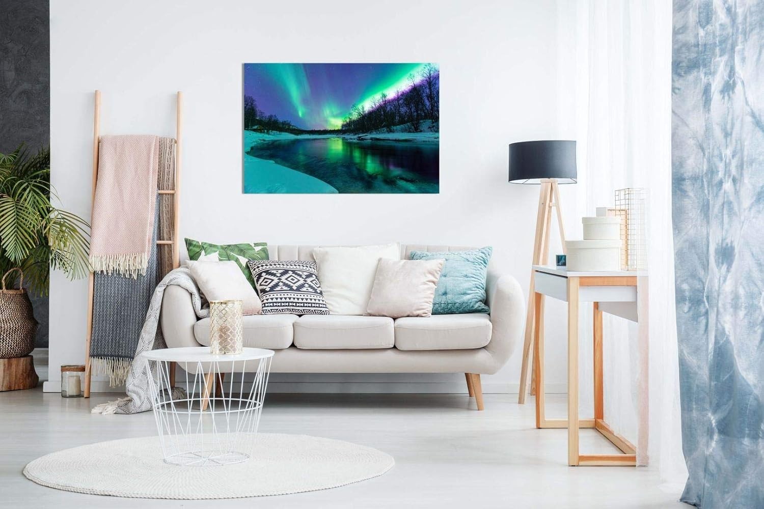 Panther Canvas Wall Art 18x12in Northern Lights Aurora Borealis Framed