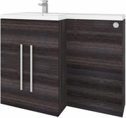 1100mm L Shape Left Hand Vanity Unit with Basin Sink & BTW Toilet Grey Finish