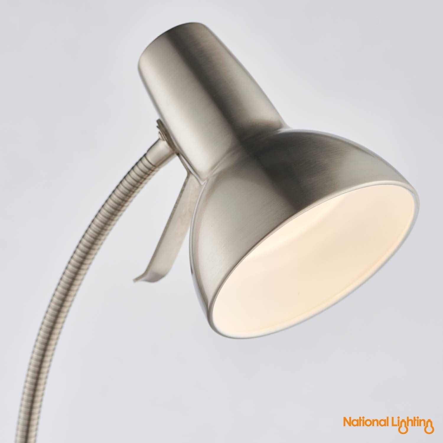 Flexible Gooseneck Floor Lamp Reading Light Satin Chrome Standing Task Lamp