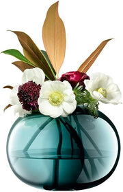Green Glass Vase Round Handmade Decorative Flower Bowl Modern Home Decor