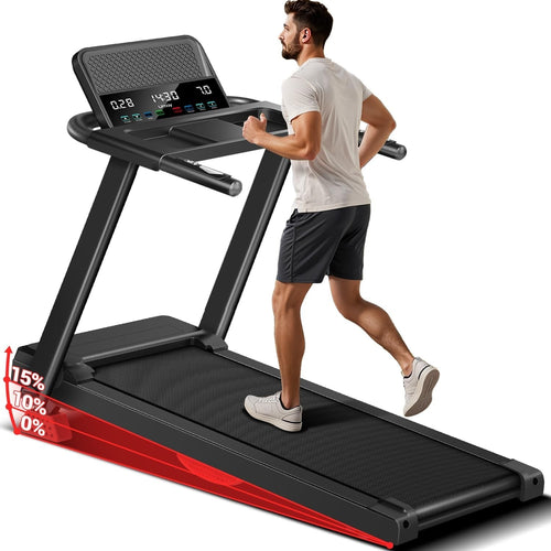 Foldable Home Treadmill 3.0HP 15% Incline 12KM/H Heart Rate Monitor