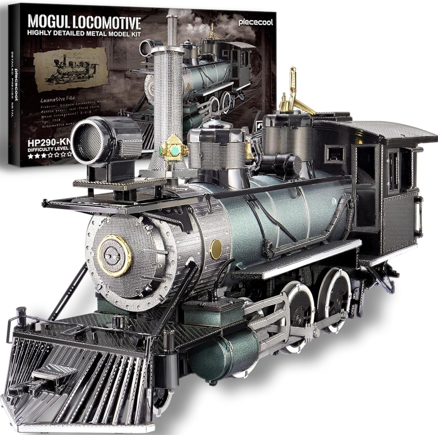 3D Metal Steam Train Puzzle for Adults – Stainless Steel, DIY, 282 Pieces