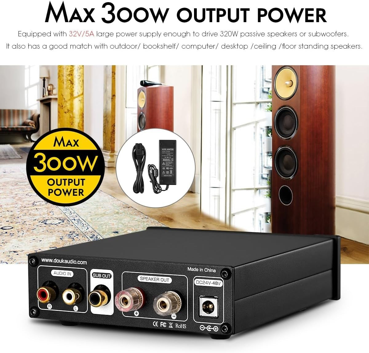 300W Subwoofer Amplifier Mini Class D Mono Home Theater Amp