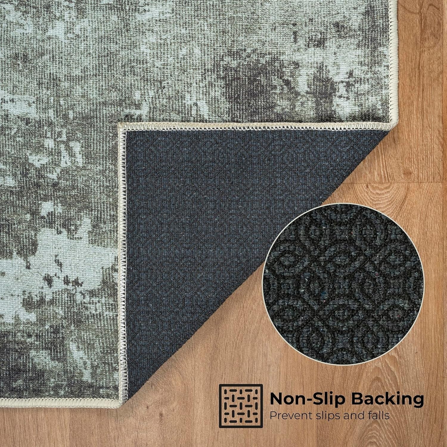 Washable Rug 152x213cm Non-Slip Soft Modern Green Carpet Living Room Bedroom