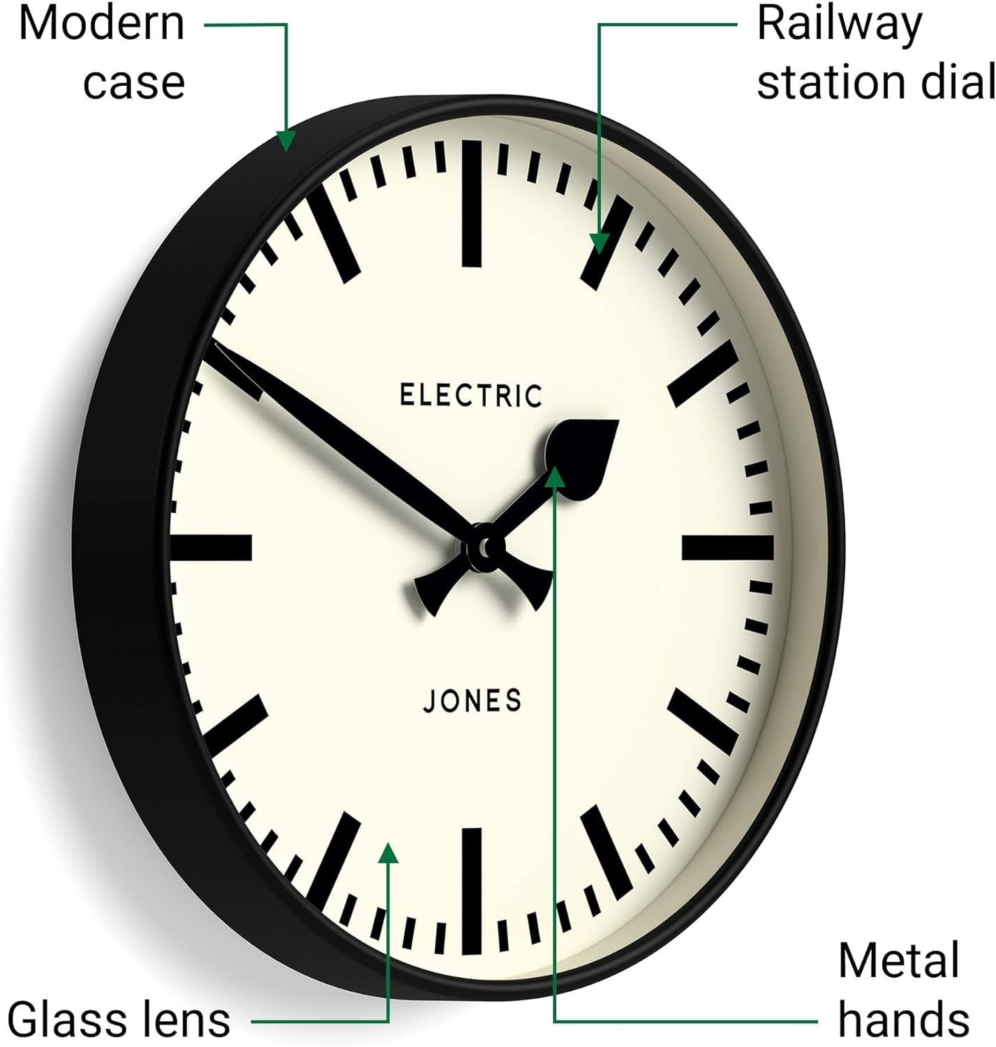 30cm Modern Wall Clock Silent Quartz Station Style Round Clock Home Office