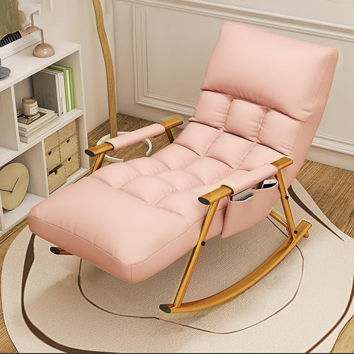 Pink Ergonomic Reclining Rocking Chair for Adults – Comfy High Back Support