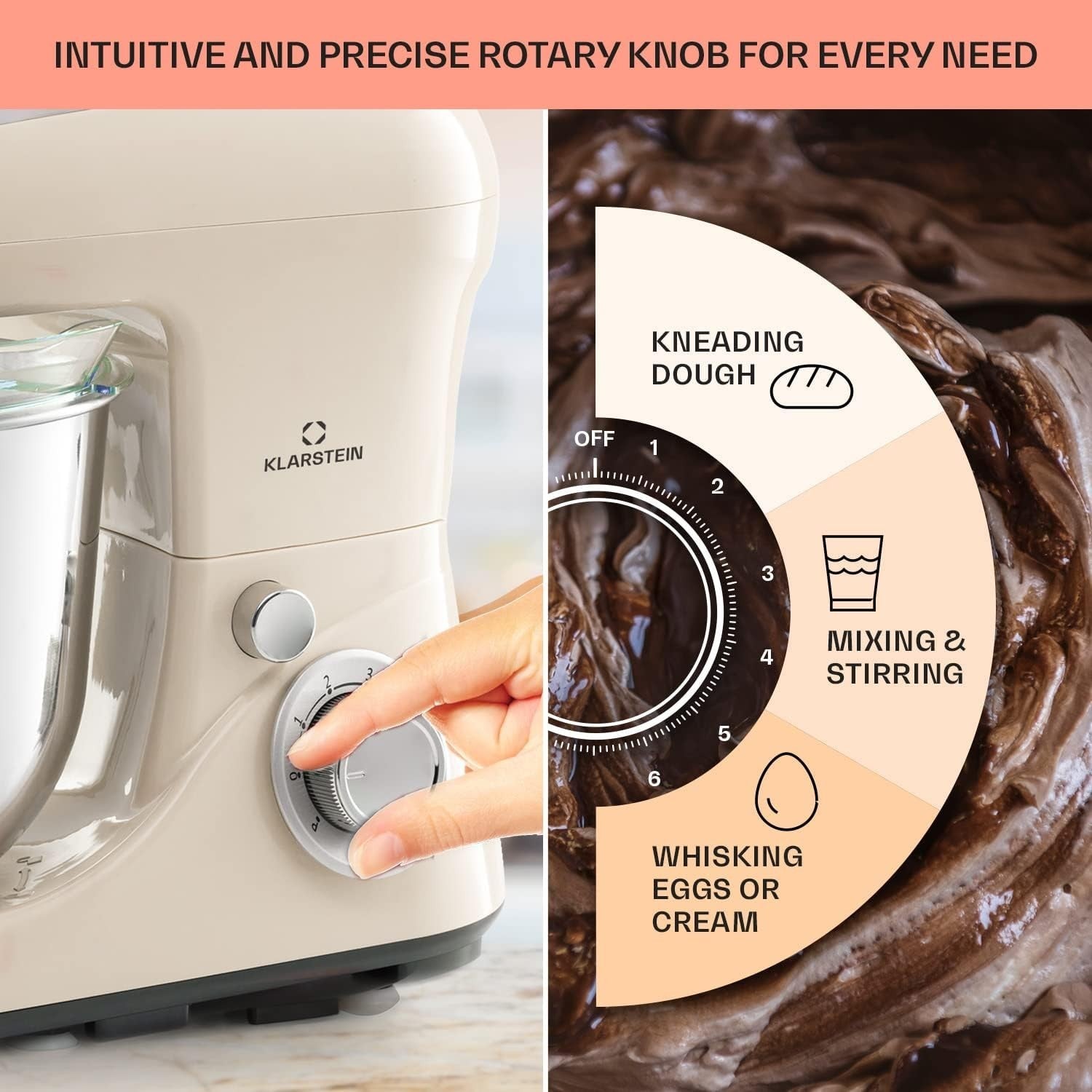 5L Stand Mixer 1300W Planetary Mixer 6 Speeds with Pulse Function Creme