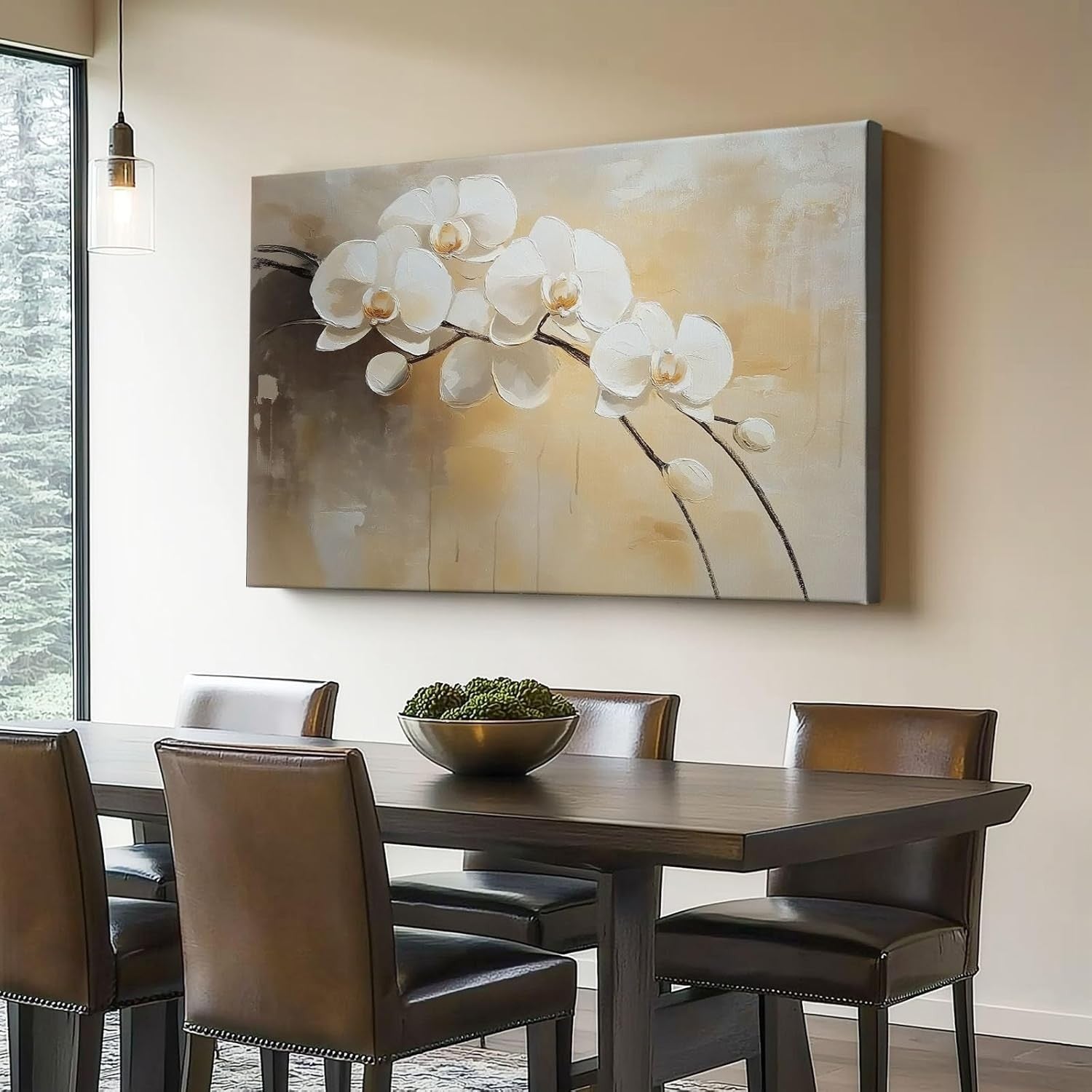 Orchid Canvas Wall Art 40x30cm White Beige Modern Floral Print