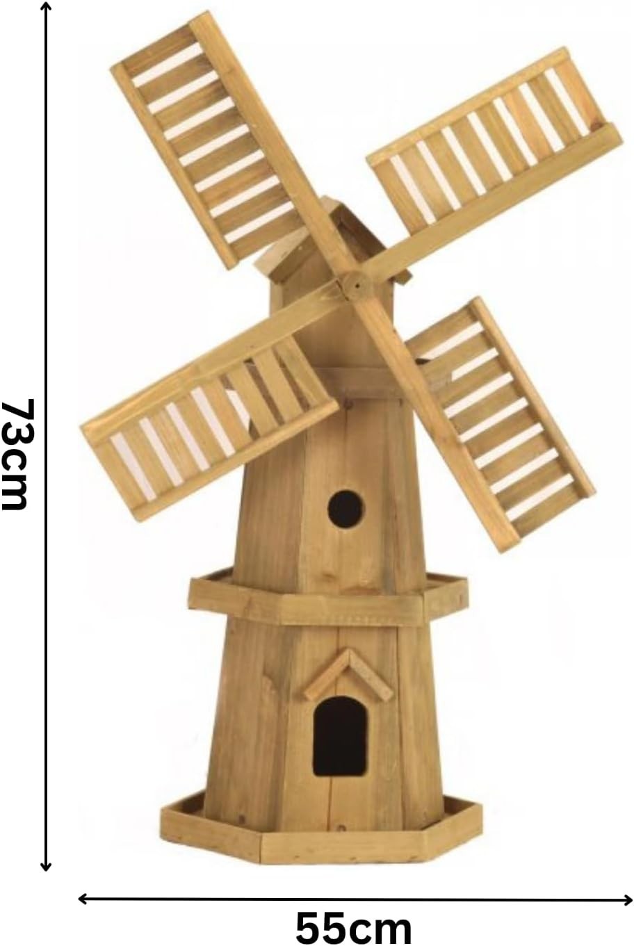 Extra Large Wooden Windmill – Garden Ornament Beige Pine Wood Easy Assembly
