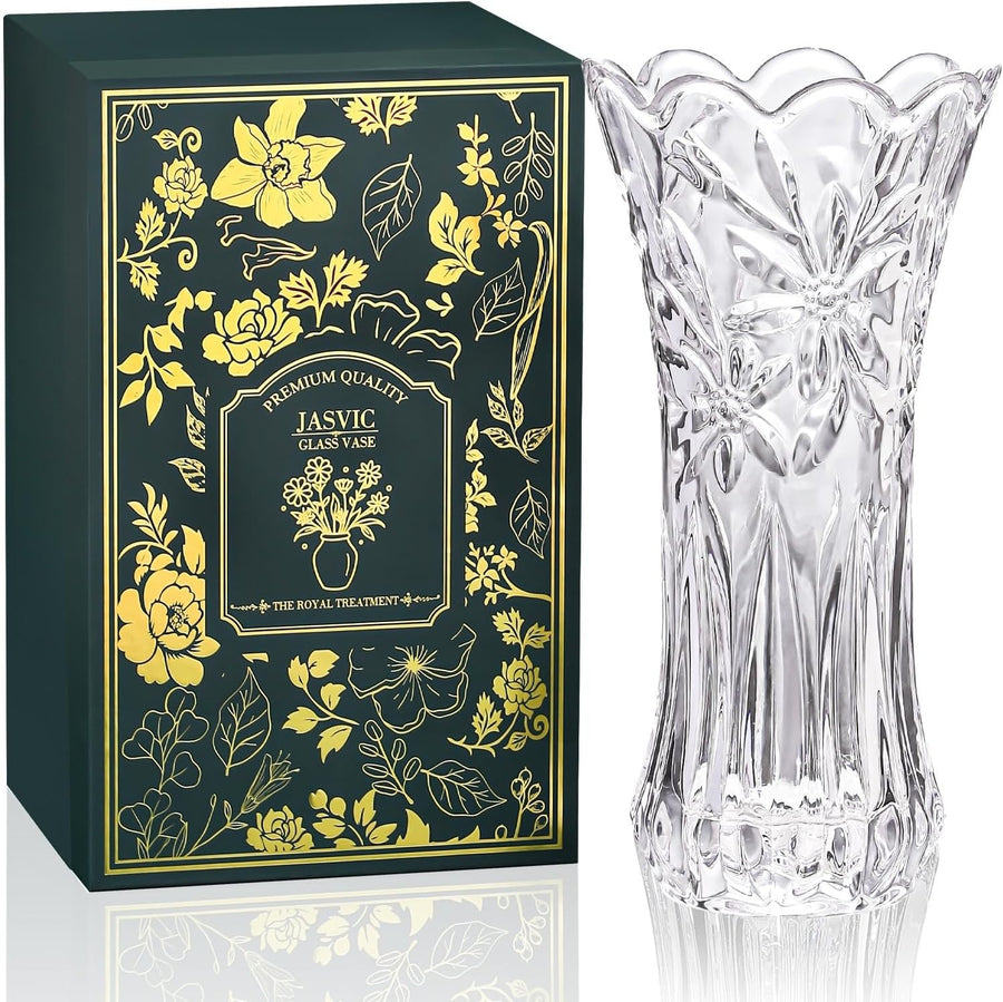 30cm Crystal Glass Flower Vase Tall Clear Tulip Vase Wedding Centrepiece