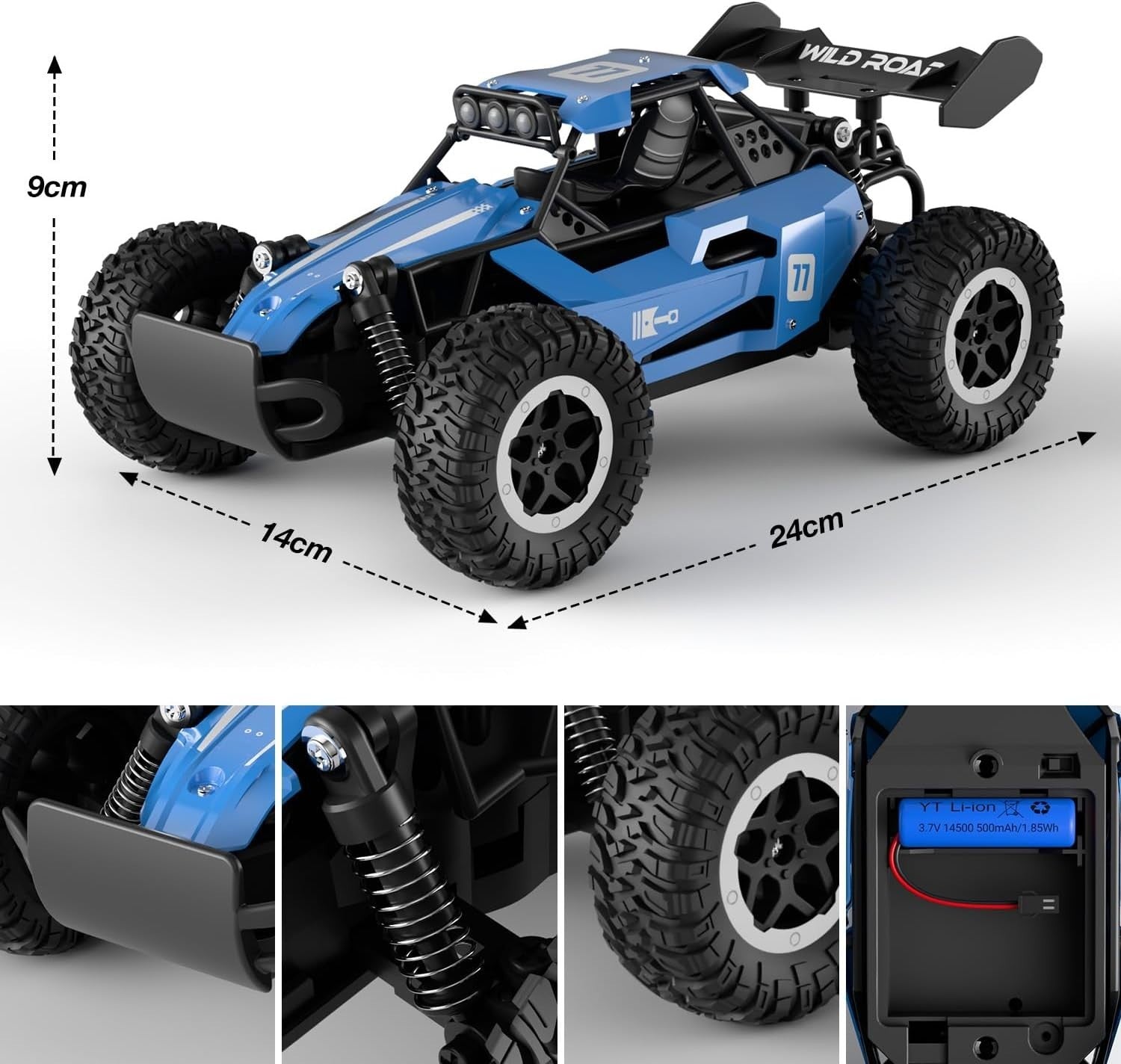 Alloy 1:16 RC Car 20km/h Off-Road Monster Truck for Kids, 2.4GHz 2WD High-Speed