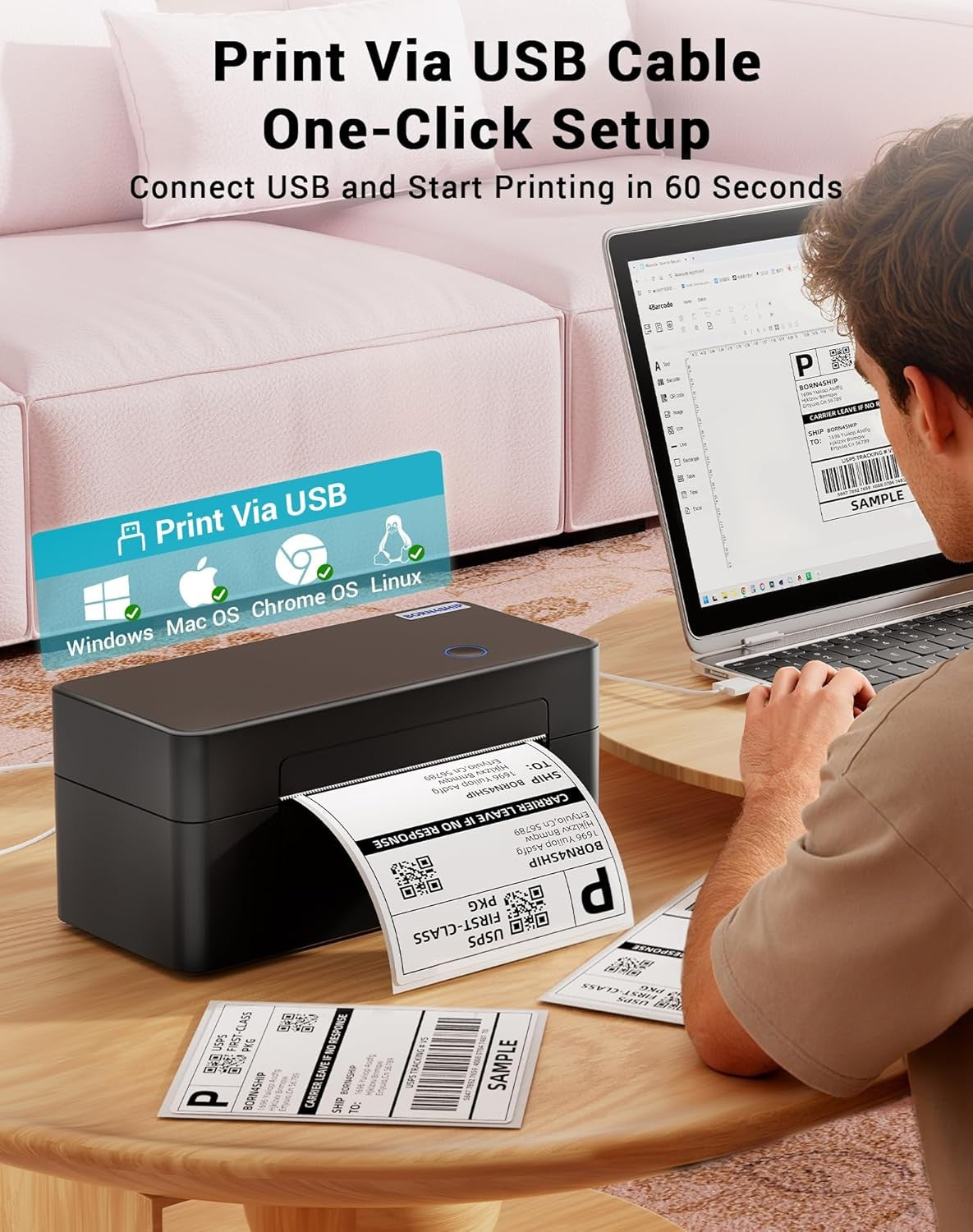 4x6 USB Thermal Label Printer for Shipping DHL UPS