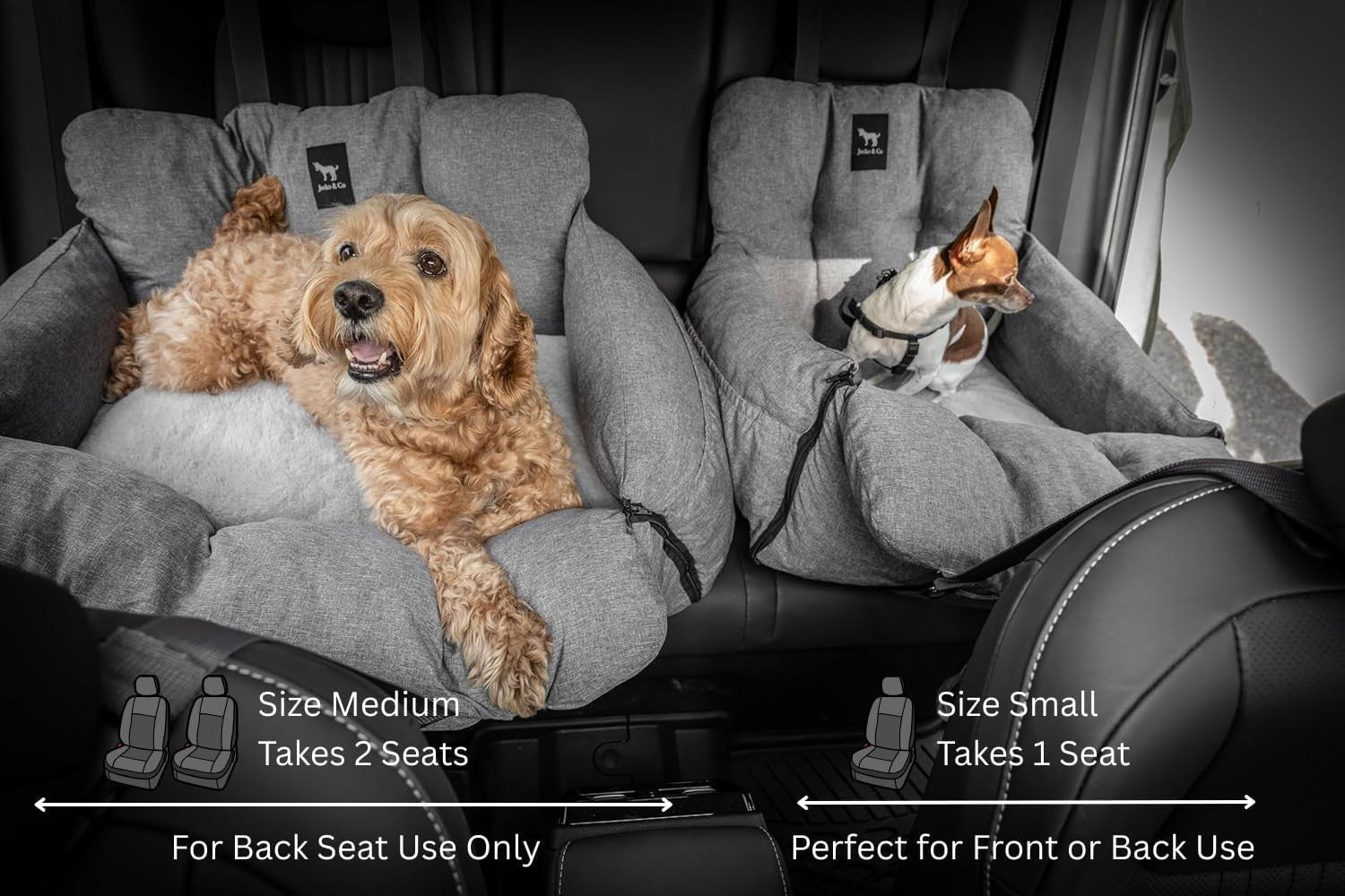 Large Dog Booster Car Seat Bed Washable Water Resistant 40lb Grey