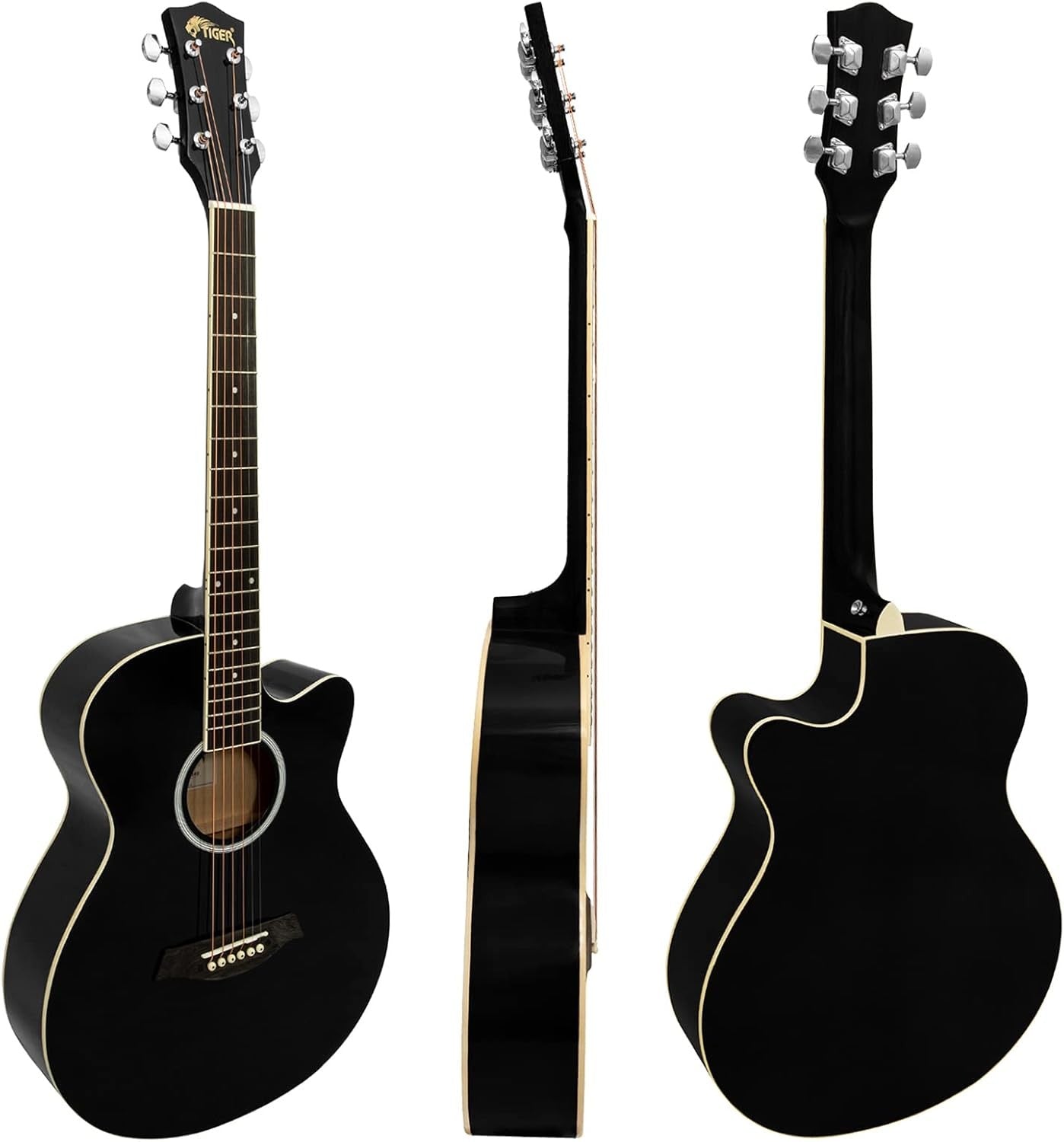 Full Size Cutaway Acoustic Guitar Starter Pack Black w Gig Bag