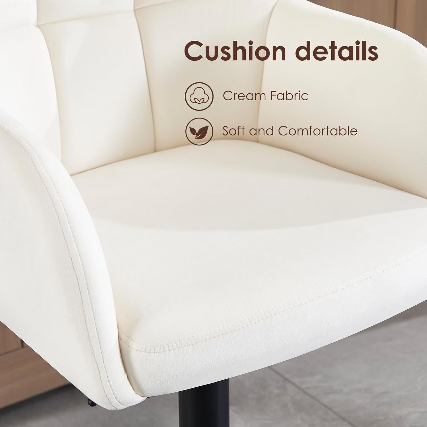 Set of 2 White PU Swivel Bar Stools Adjustable Height Modern Chairs