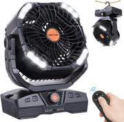 Camping Fan 20000mAh Rechargeable – Portable LED Light Desk Fan w/ Remote Black