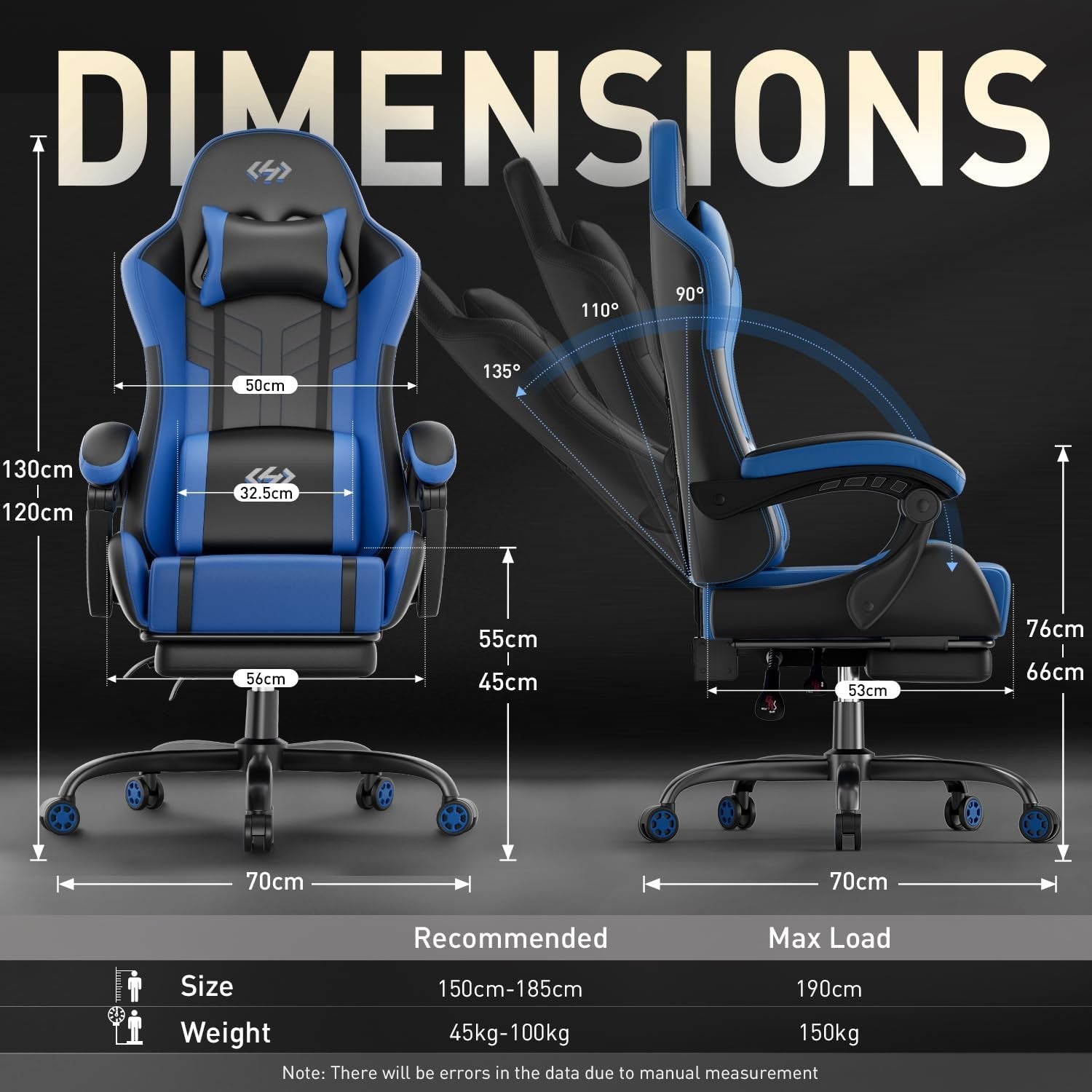 Massage Gaming Chair, Gaming Chair With Footrest Ergonomic Computer Chair for Ad