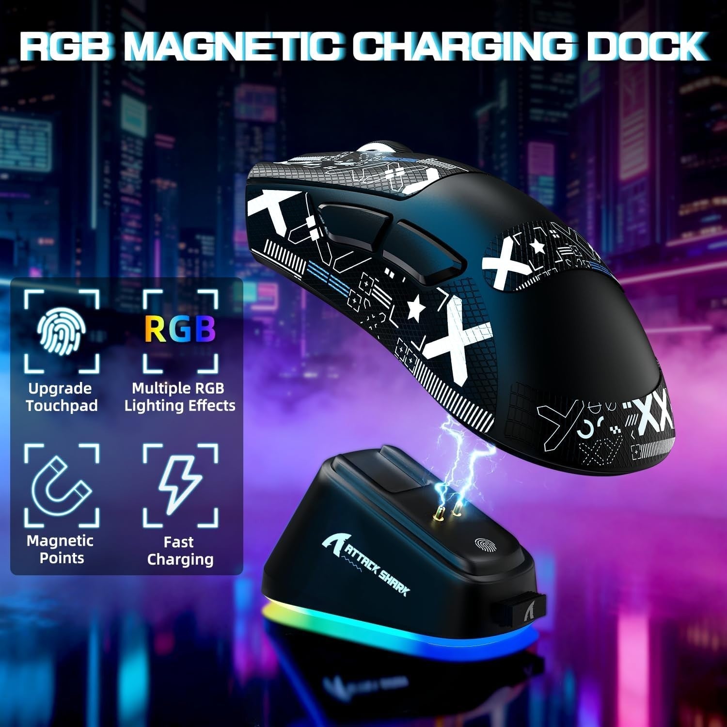 Wireless Gaming Mouse 25000 DPI Ultra-Light 65g RGB Dock 2.4G
