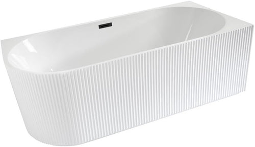 White Right Hand Fluted Corner Bath 1700x800mm Black Overflow