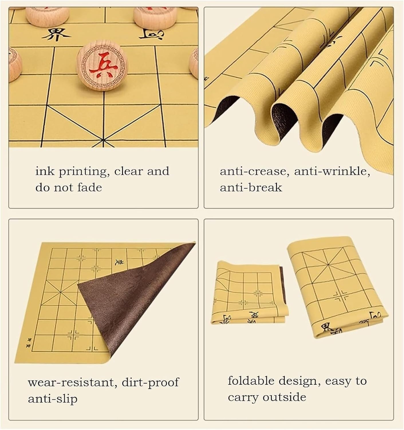 Compact Rosewood Xiangqi Chess Set Leather Travel Board 3.8cm