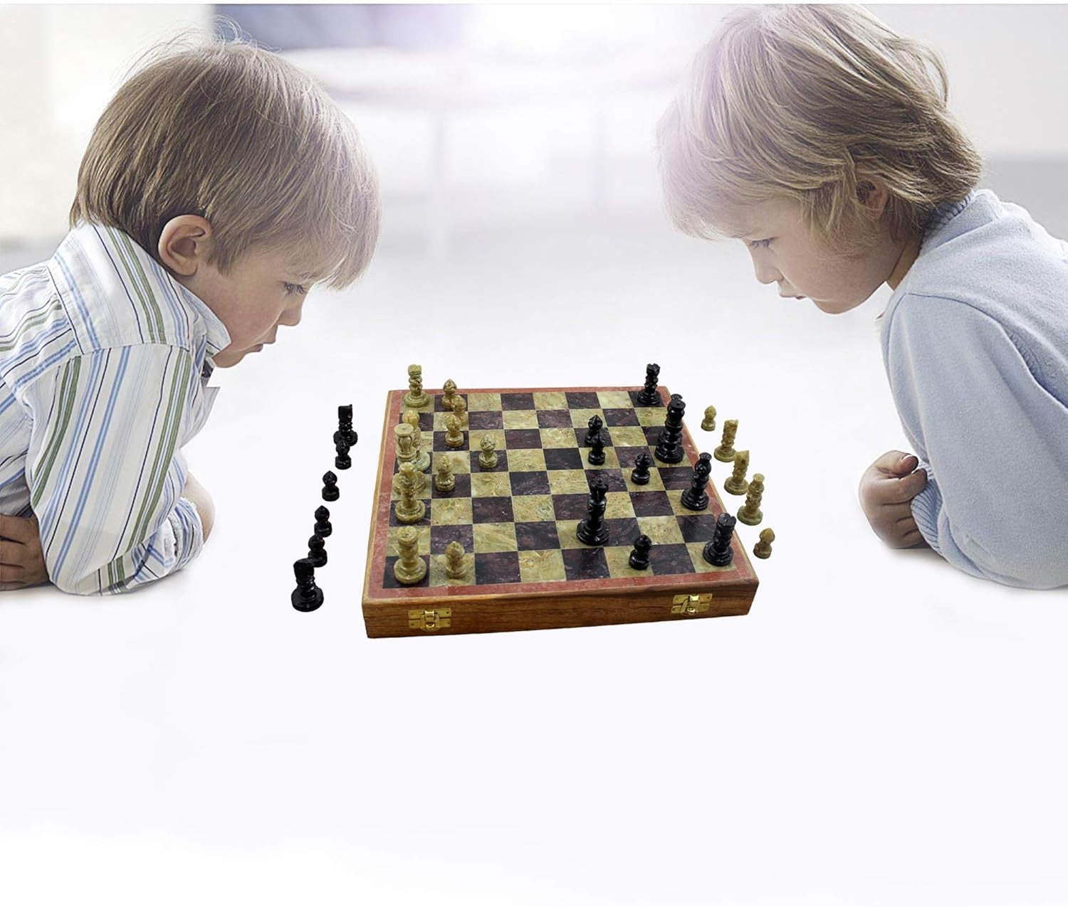 Marble Stone Chess Set 20cm | Handcrafted Board & Pieces | Luxury Gift Decor