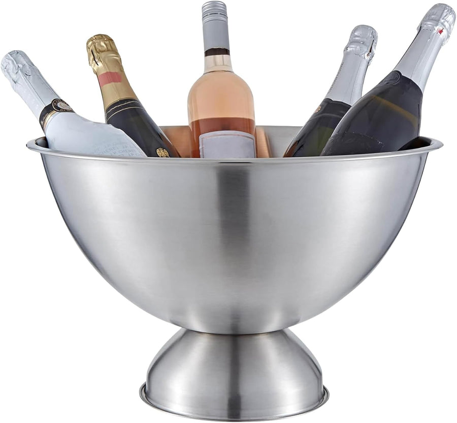 Large Champagne Ice Bucket Punch Bowl Stainless Steel Drinks Cooler 17.5L