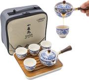 Portable Gongfu Tea Set Rotating Teapot Infuser Travel Tea Maker Bag